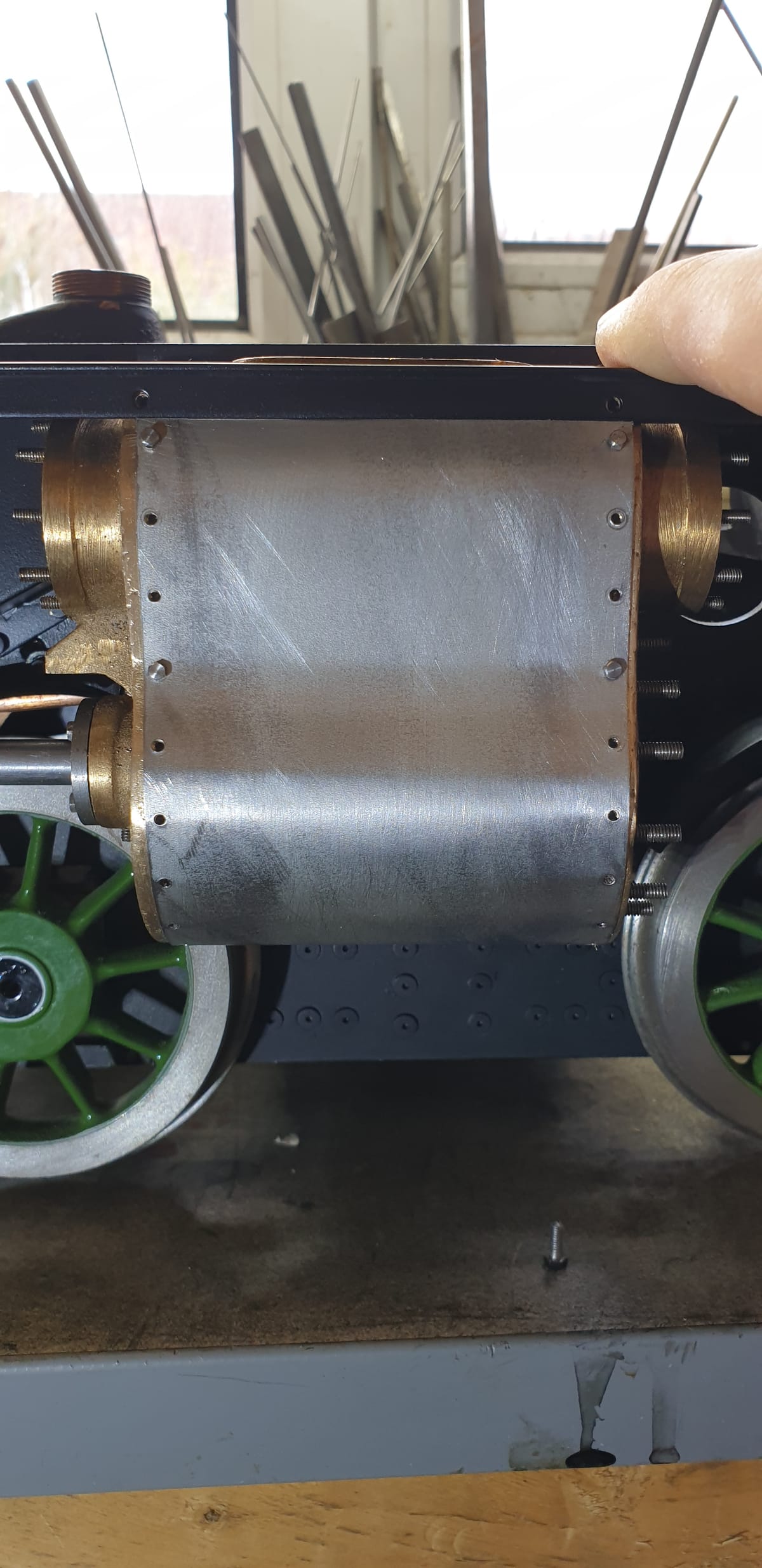 Cylinders painted, cladding fabricated, main steam pipe flanges made and final checks before fitting to the frames